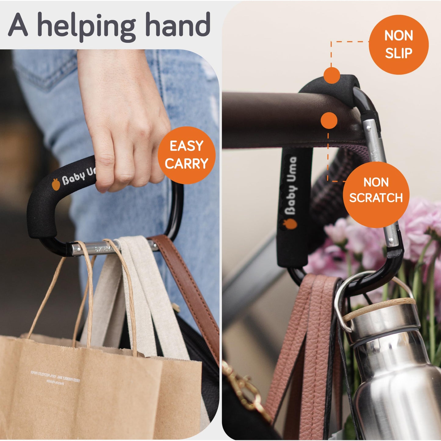 Baby Uma Buggy Clips - 2022 Double-Platinum Winning Pram Clips, Universal Pram Accessories, 5 kg Weight Capacity & Non-Slip, Baby Travel Essentials