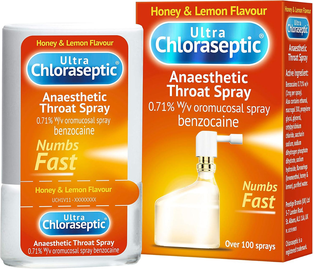 Ultra Chloraseptic Honey and Lemon, Sore Throat Pain Relief Spray 15ml