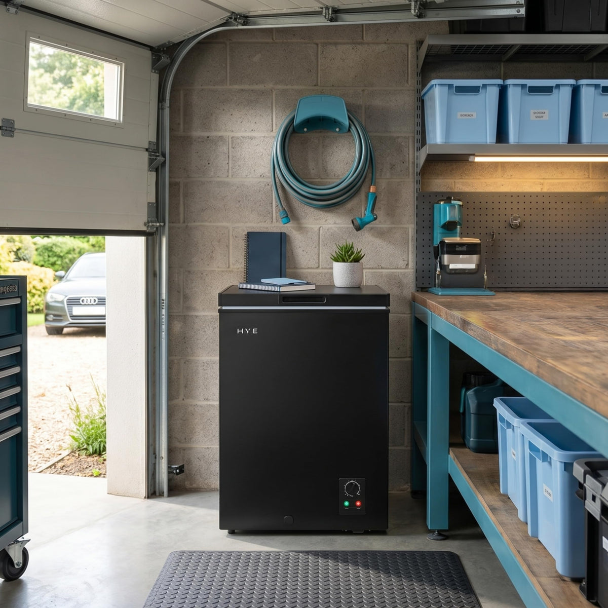 HYE Chest Freezer - 205L Capacity, Freestanding Design, Black