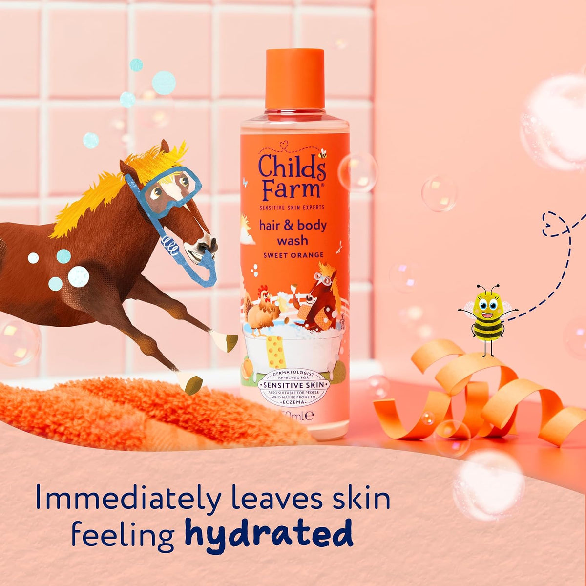 Childs Farm Kids Hair & Body Wash, Sweet Orange | Tear-free, Gently Cleanses | Suitable for Dry, Sensitive Skin, 250ml