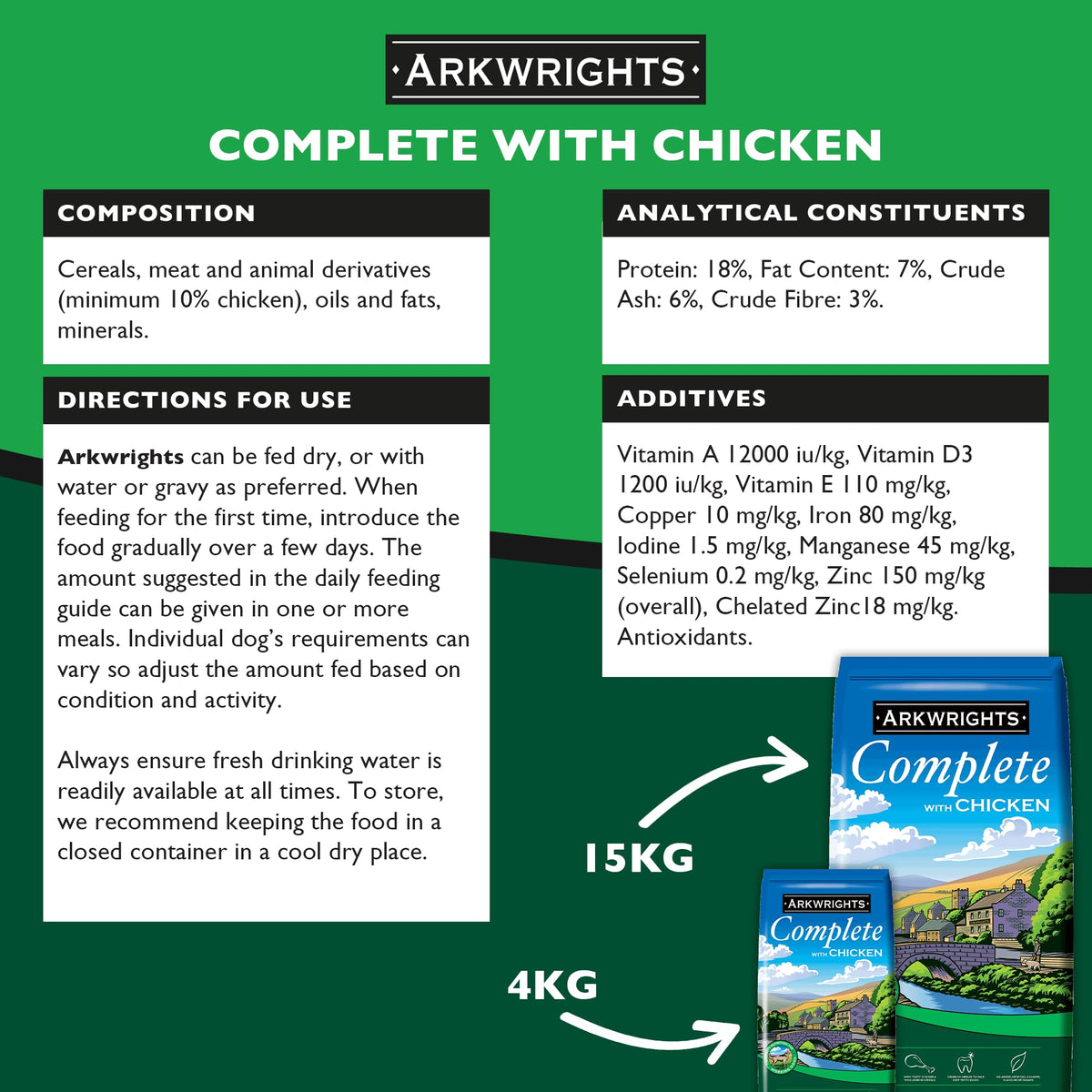 Arkwrights Complete with Beef Dry Dog Food 15kg - Complete Nutrition for Working and Sporting Adult Dogs - Healthy, Nutritious Dry Dog Biscuits
