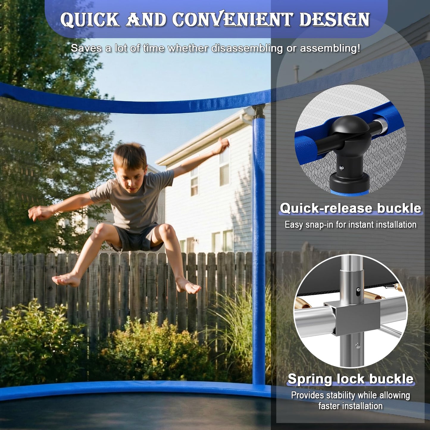 JUMMICO 12ft Outdoor Garden Trampoline with Safety Enclosure Net — 36 Galvanised Springs