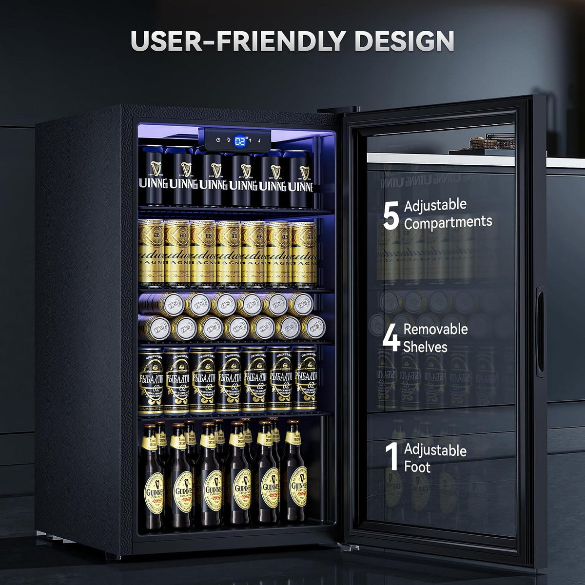 TRIUMPHKEY 86L Beverage Cooler, 4 Shelves, 130 Cans Capacity, Frost-Free