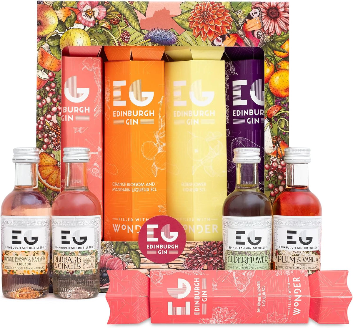 Edinburgh Gin Christmas Crackers, Flavoured Liqueur, 4 x 5 cl