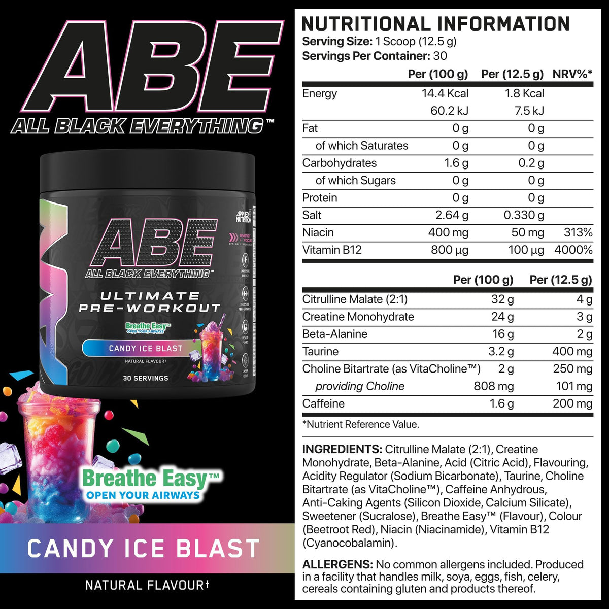 Applied Nutrition ABE Pre Workout Powder Tropical 375g