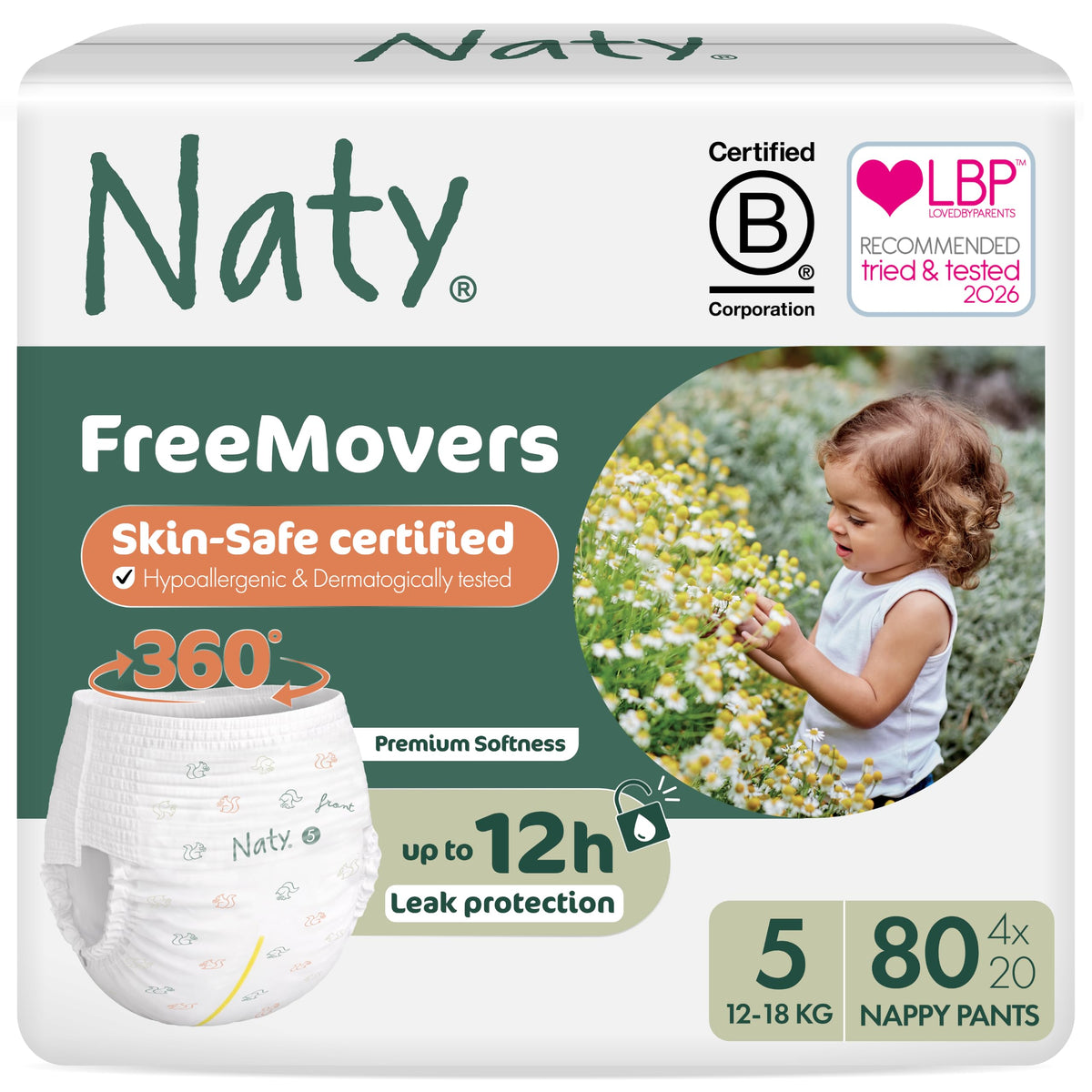 Naty FreeMovers Nappy Pants, Size 6 (16+kg), 18 Count