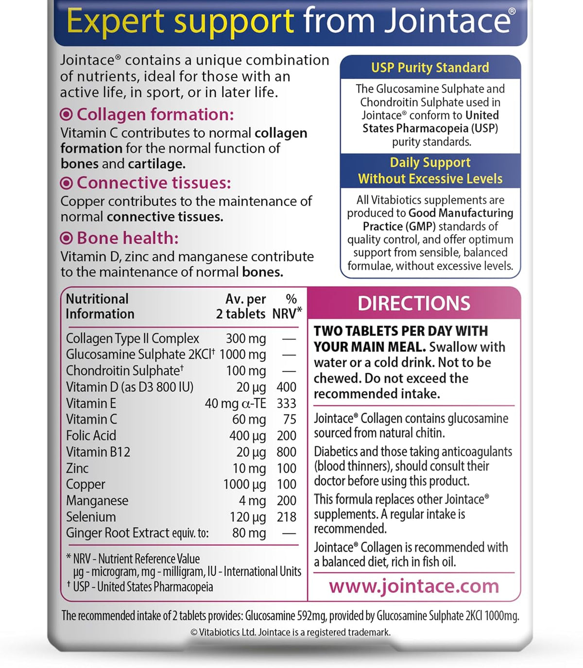 Jointace Collagen - Advanced Joints & Cartilage Support - Includes Collagen, Glucosamine & Chondroitin & Ginger