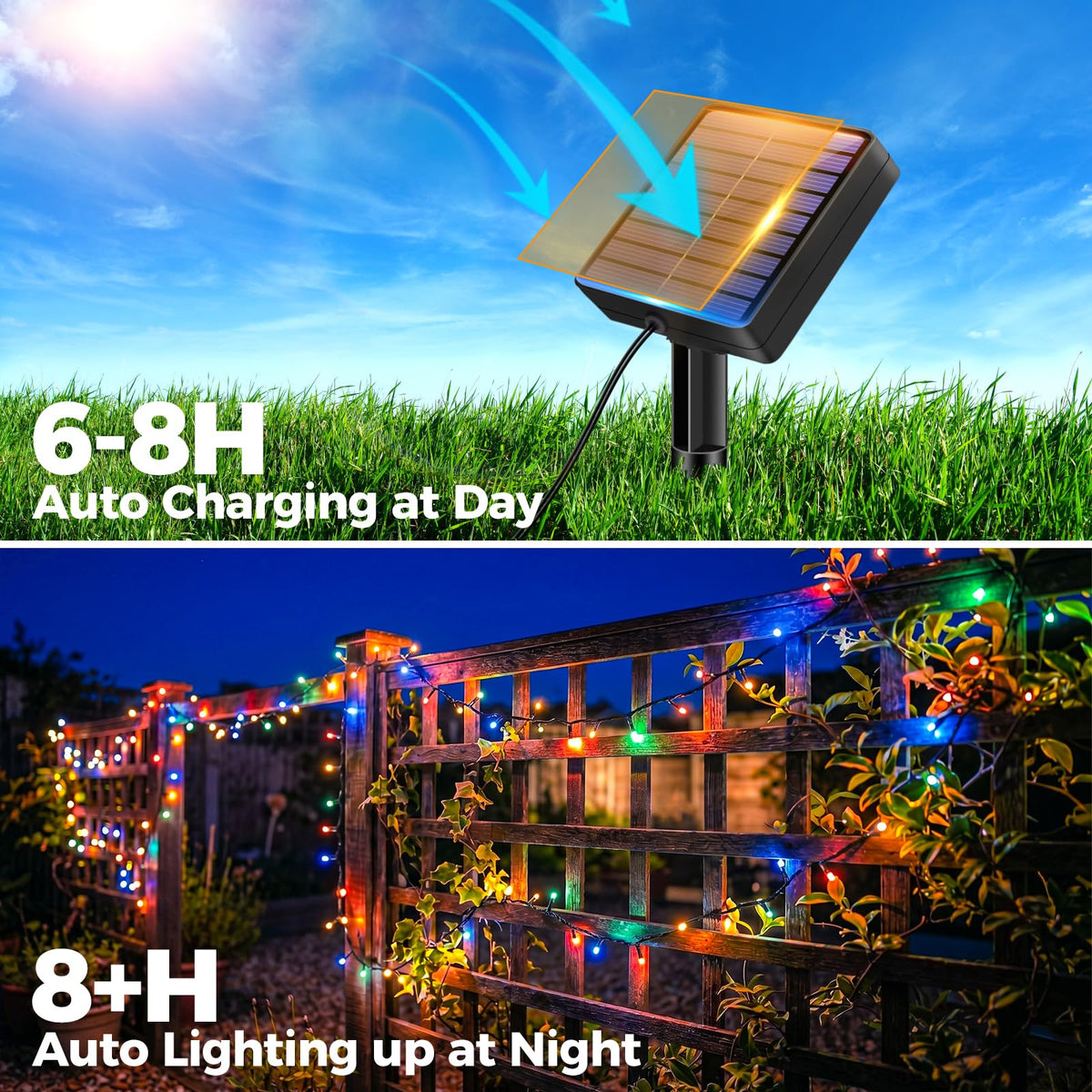 Solar Lights Outdoor Garden String, 6M/20FT 60 LED Solar Fairy Light