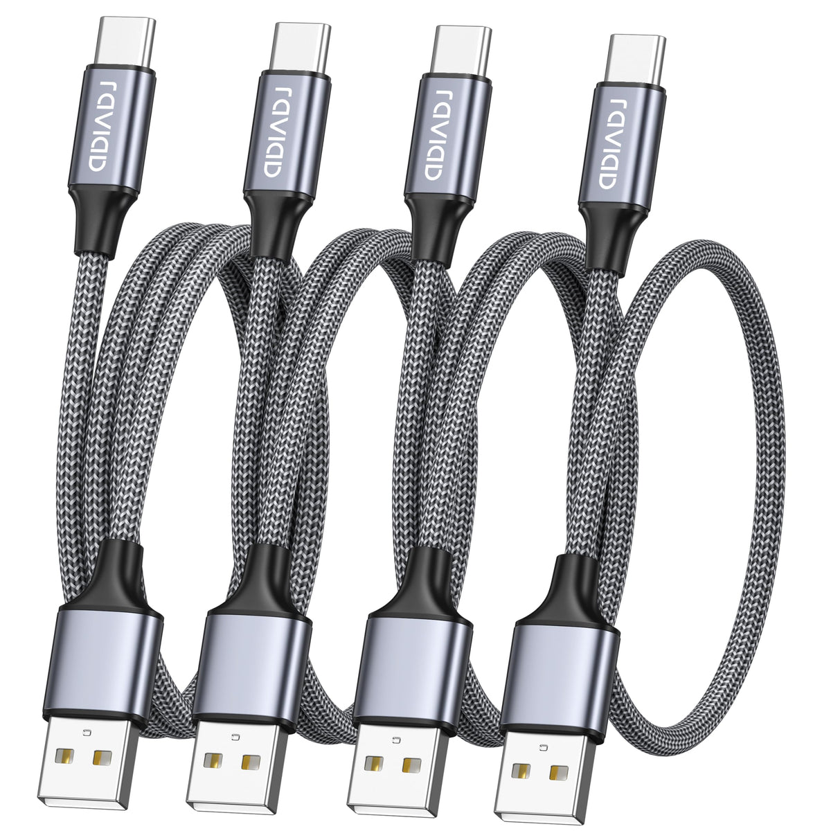 RAVIAD USB C Charger Cable [4Pack 0.5M+1M+2M+3M] USB to USB C Cable 3A Fast