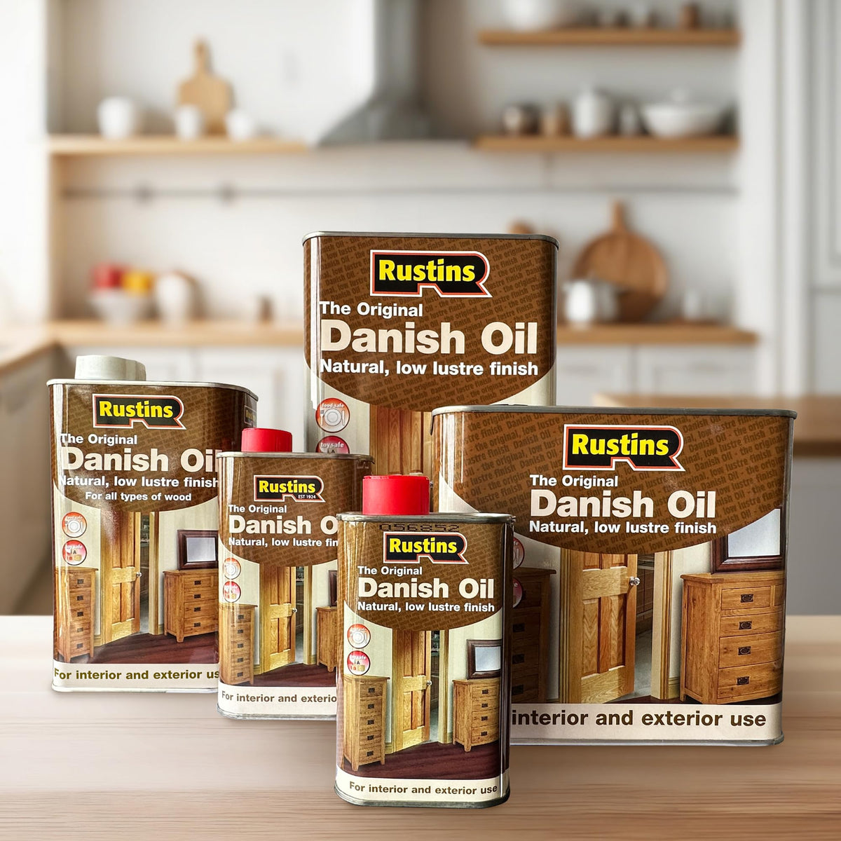 Rustins Danish Oil 2.5L - Original Clear Wood Finishing Oil for Furniture, Worktops & Oak - Food-Safe, Rich Natural Glow