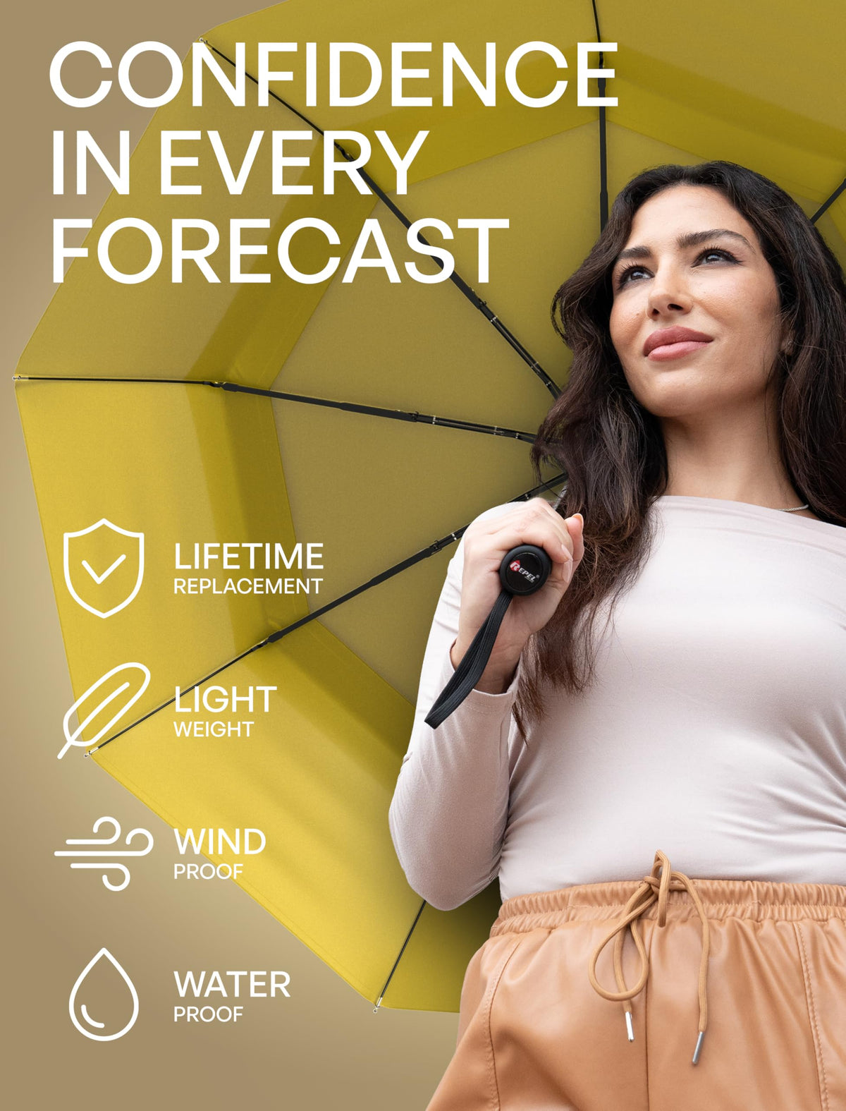 Repel Windproof Travel Umbrella - Compact & Withstands Winds up to 100MPH, Strongest Premium Auto Folding Umbrella for Rain and Sun - Durable, Light & Portable for Women & Men, Fits Backpack & Cars