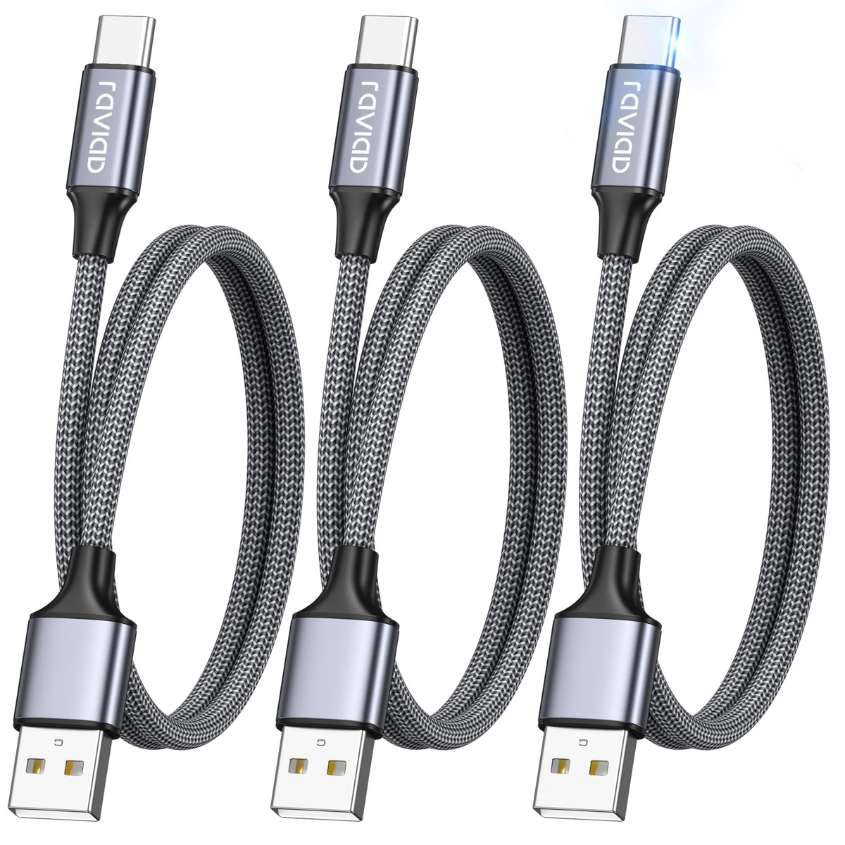RAVIAD USB C Charger Cable [4Pack 0.5M+1M+2M+3M] USB to USB C Cable 3A Fast