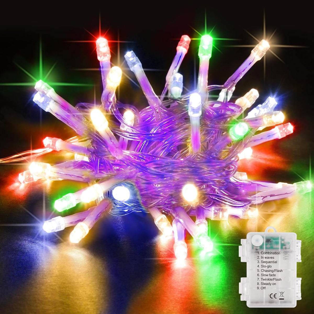 Fairy Lights,5M/50 LED Battery Operated String Lights for Indoor Outdoor Bedroom Lighting, Wedding Decor, Party, Garden, Christmas, Tree Decoration(Warm White, 2-Pack)