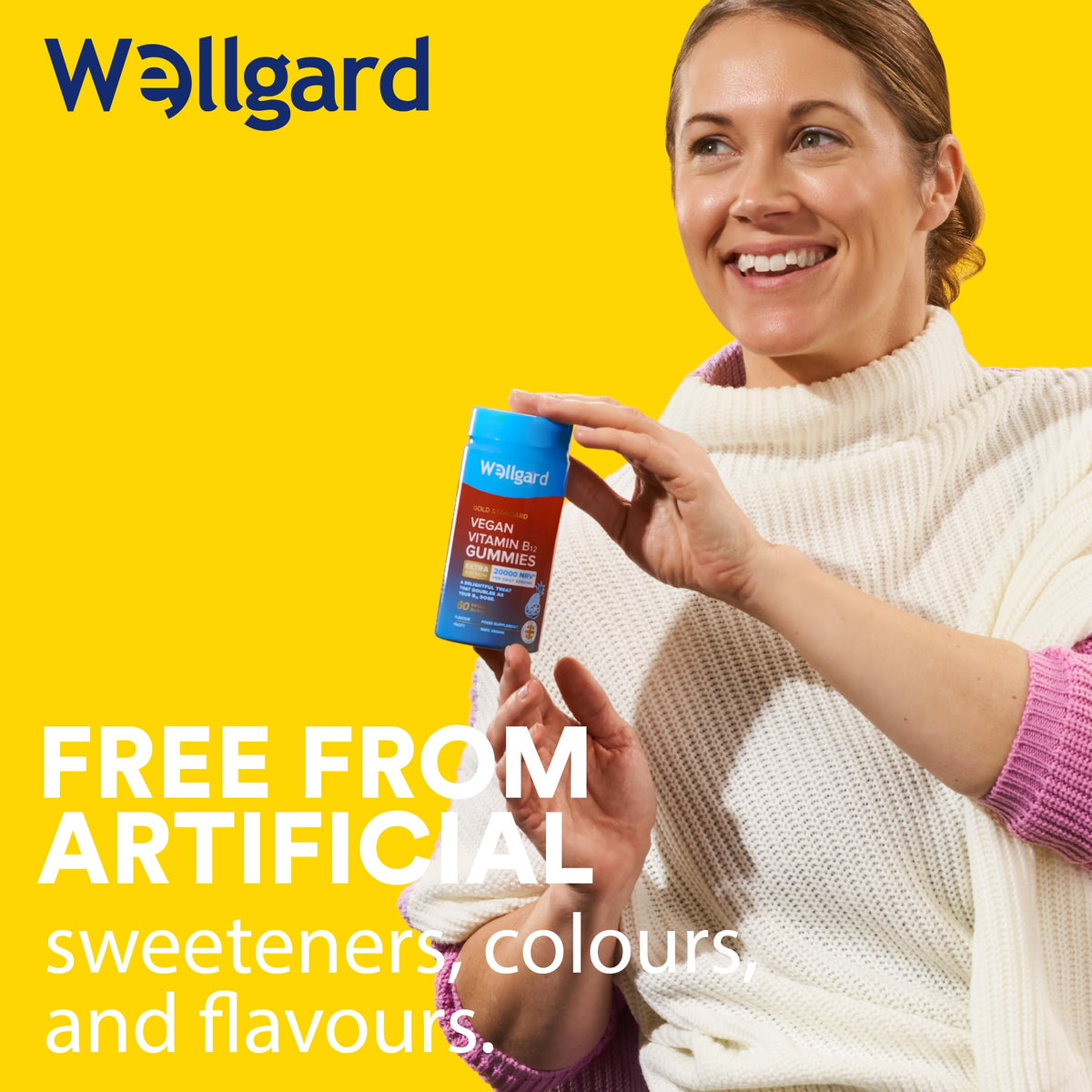 Wellgard Kids Calcium & D3 Gummies - 2 Month Supply - Vegan Chewable Calcium and Vitamin D3 Gummies, Mixed Berry Flavour