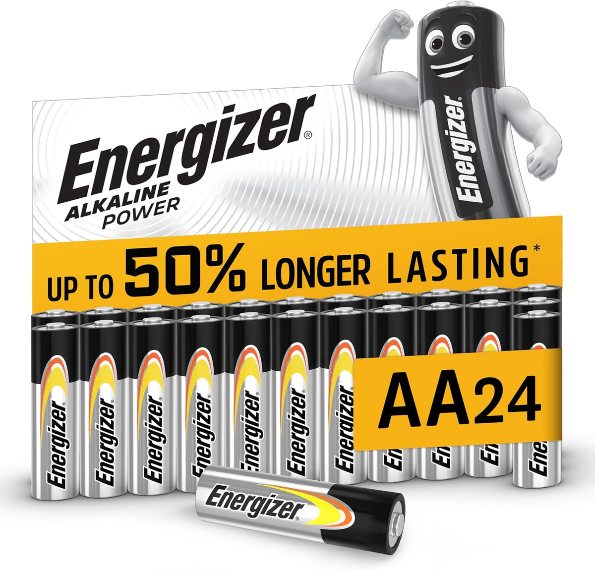 Energizer Alkaline Power - AA Batteries (24 Pack) Up To 50% Long Lasting