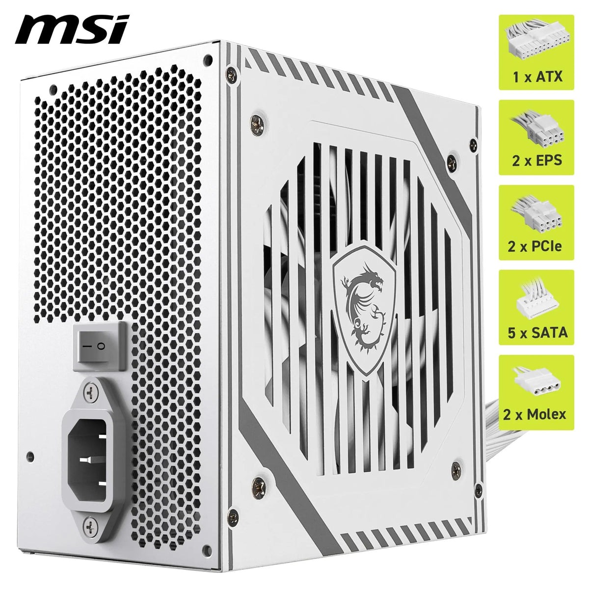 MSI MAG A750GL PCIE5 Power Supply Unit, 750W, 80 Plus Gold, Fully Modular, ATX 3.0, PCIe 5.0 GPU Support, 120mm FDB Fan, Full-Bridge LLC, Flat Black Cables - 7 Year Warranty