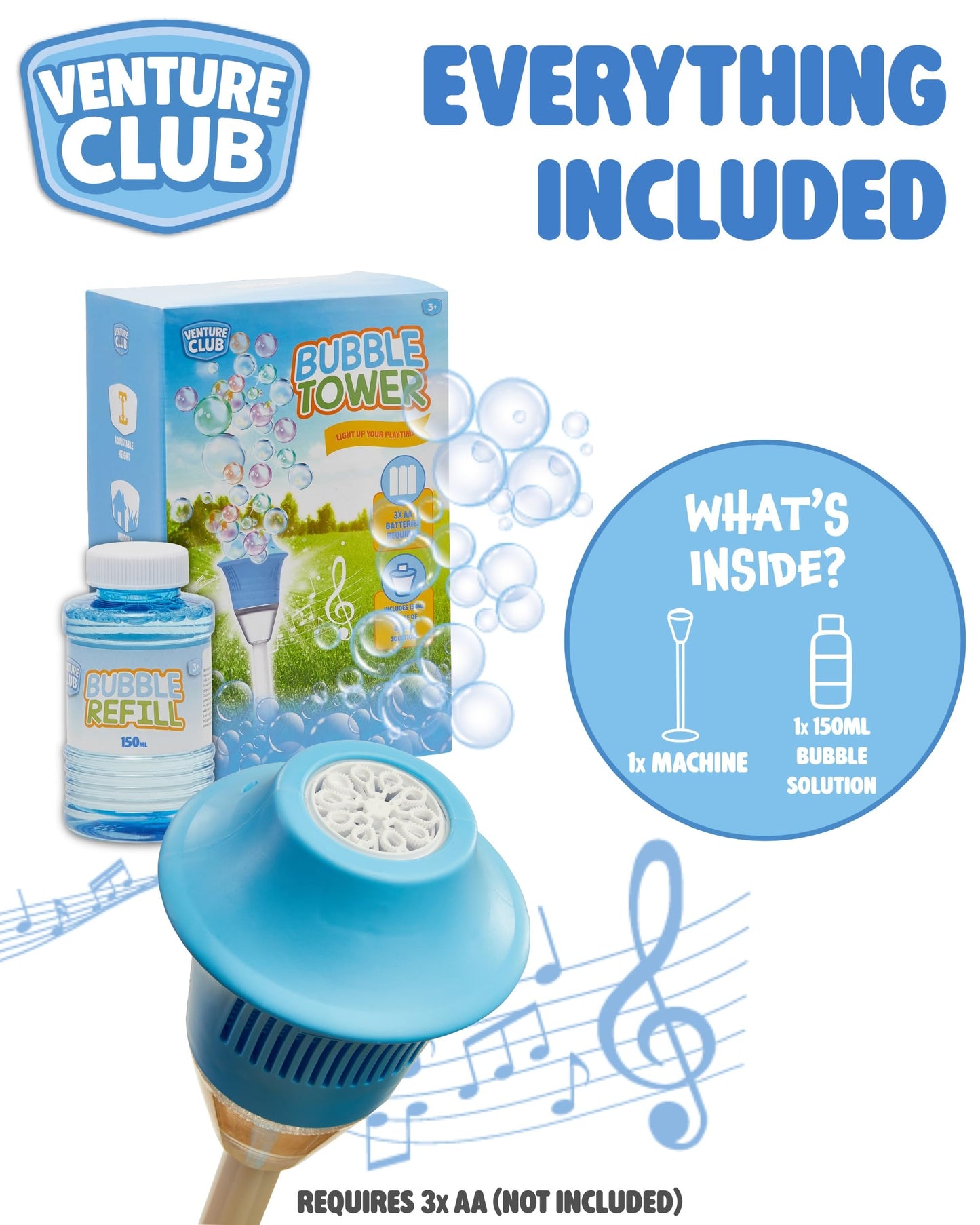 Venture Club Bubble Machine Lantern - Automatic Bubble Maker - Bubbles for Kids & Toddlers, Garden Toys & Games for Outdoor Play, Party & Active Fun - Free Standing, Easy Setup, Children Aged 3+