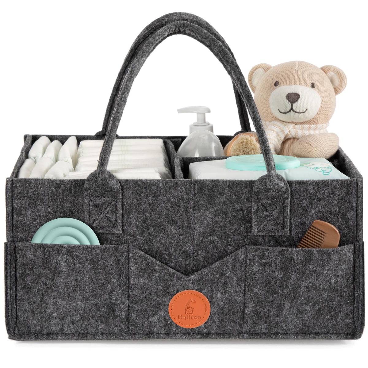 Maliton Nappy Caddy Organiser with 8 Pockets & Removable Dividers (Khaki)