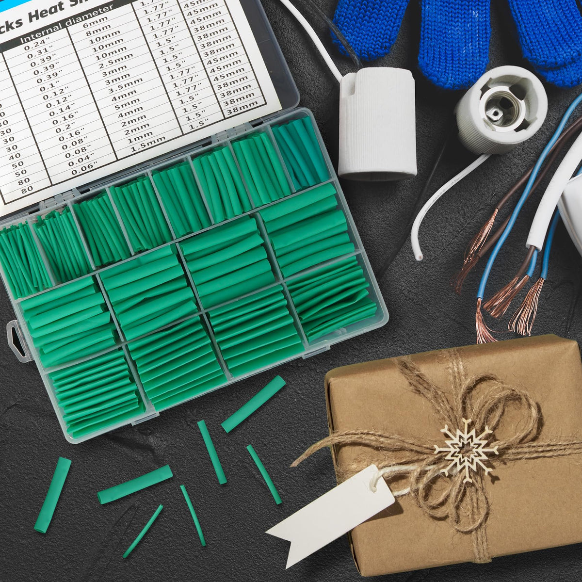 ASHINER Clear Heat Shrink Tubing Kit - 580Pcs EVA Material in 11 Sizes - Ideal for Electrical Insulation, Repairs, and Wire Connectors with User-Friendly Design and Storage Case
