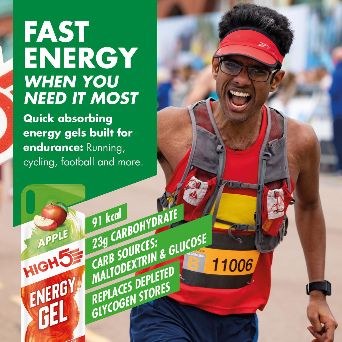 HIGH5 Energy Gels, Running Gel for Fast & Sustained Energy, Mixed, 8 x 40g