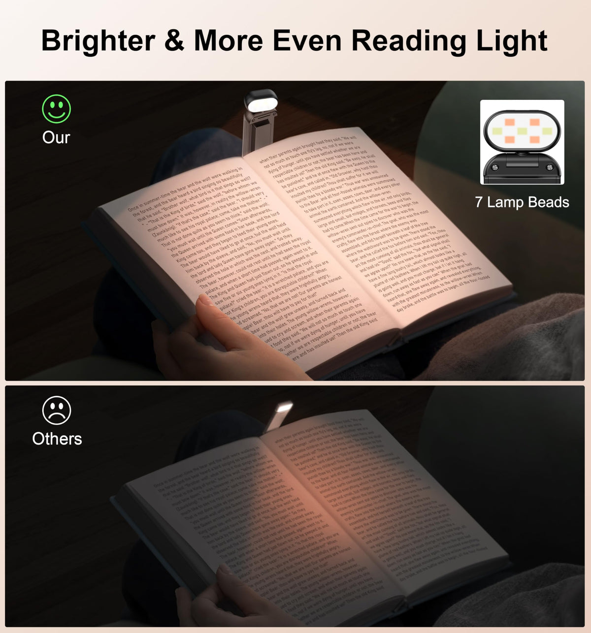 Gritin Book Light Rechargeable, Reading Light Lamp Clip on Books
