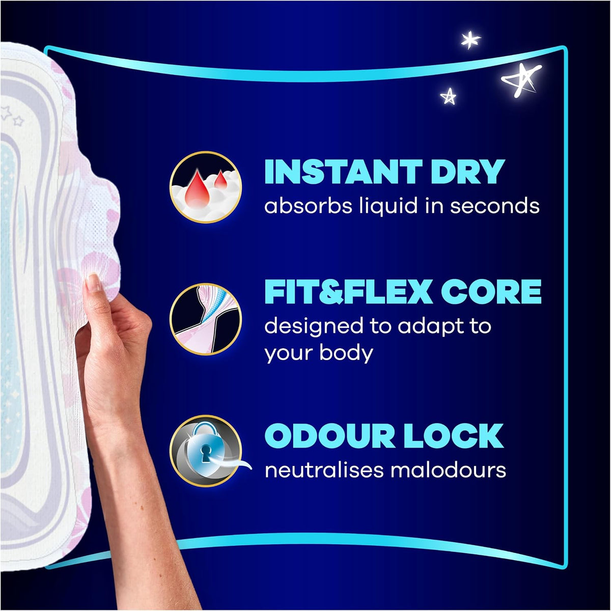 Always Platinum Secure Night Extra (Size 5) Sanitary Towels with Wings 16 Pads