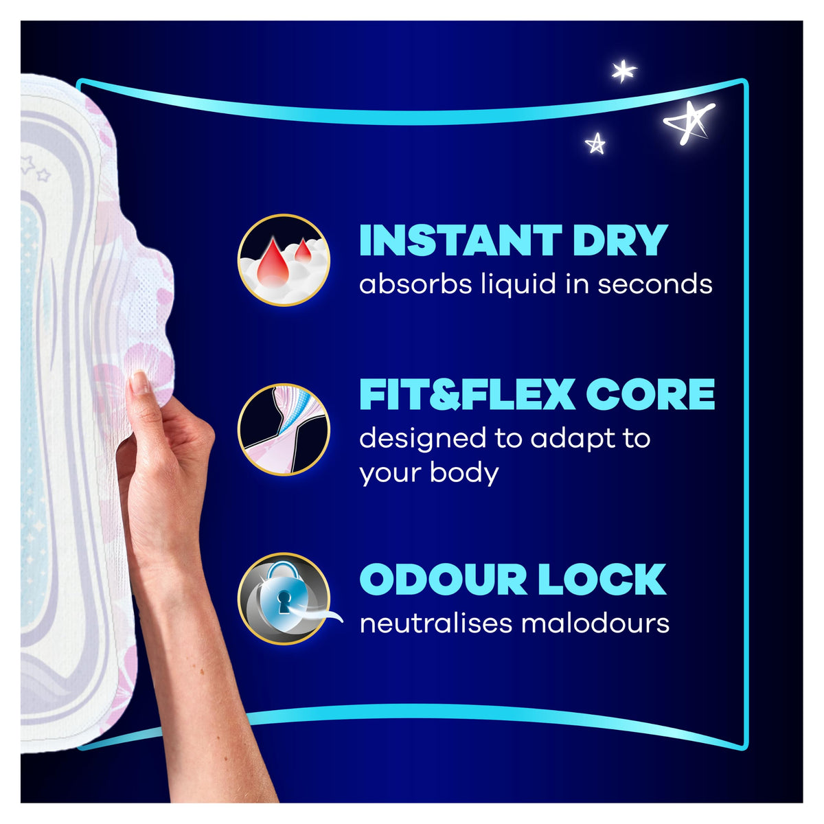 Always Platinum Secure Night Extra (Size 5) Sanitary Towels with Wings 16 Pads