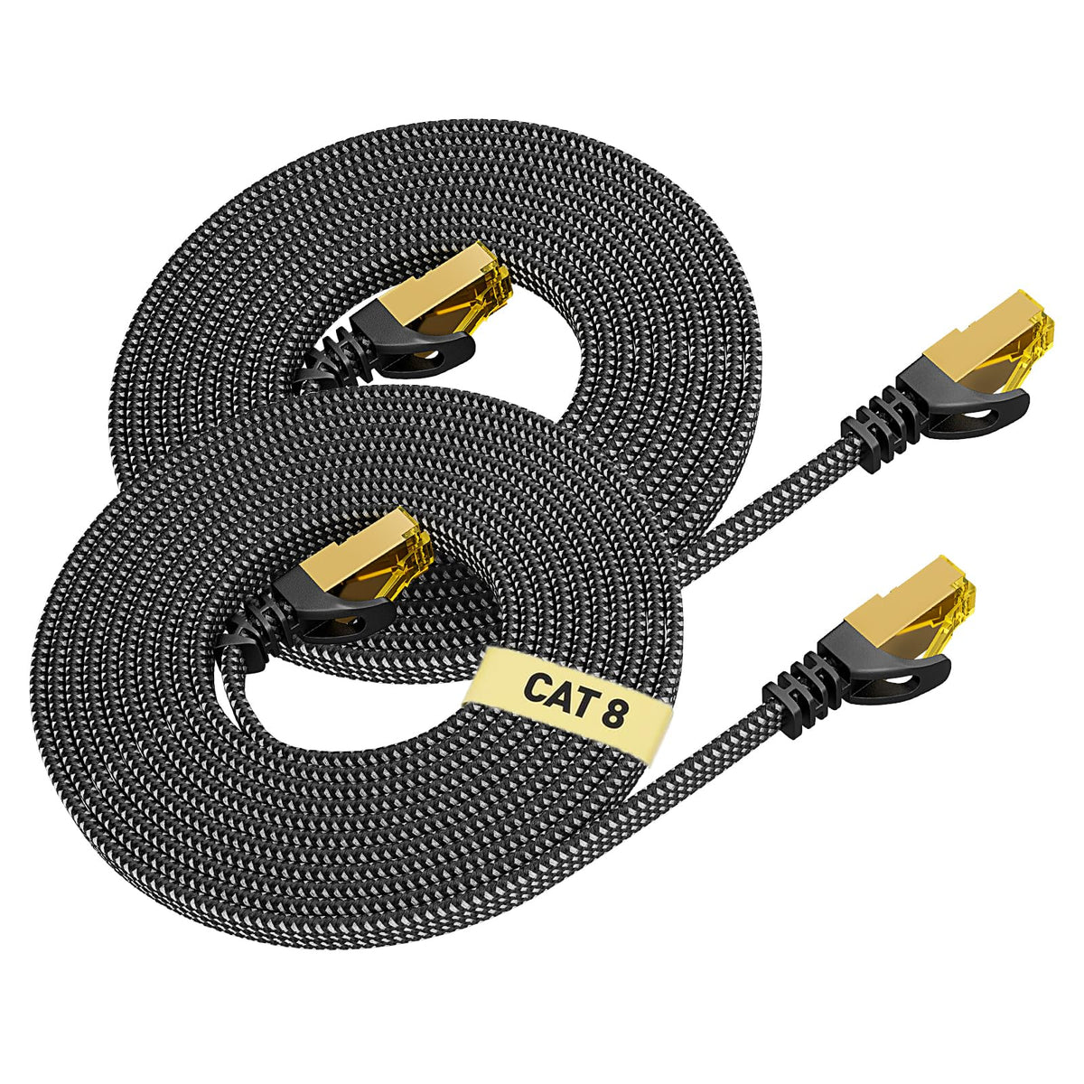 ARISKEEN Cat 8 Ethernet Cable 10M, High-Speed 40Gbps 2000MHz Network Cable Braided Flat Gigabit Rj45 STP Shielded Internet Network Lan Cable Cord for Modem Router PC