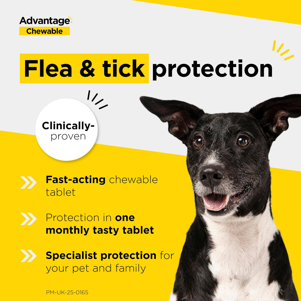 Advantage Chewable 450mg Chewable Tablets for Dogs >11 - 22kg (3 pack), Flea and Tick Treatment, Fast Acting Kills Fleas Within Hours, Prevention Lasts For A Month, Easy To Administer