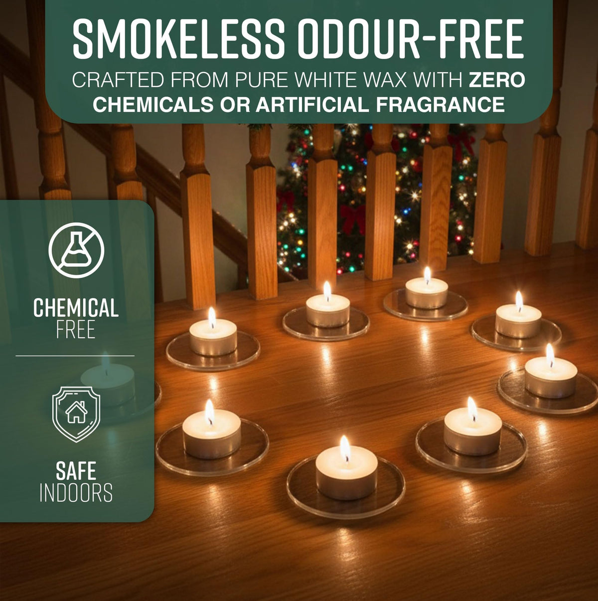 GloBrite Unscented Tea Lights – 8-Hour Long Burning Candles with Aluminum Cups for Home, Events & Decor (Pack of 50)