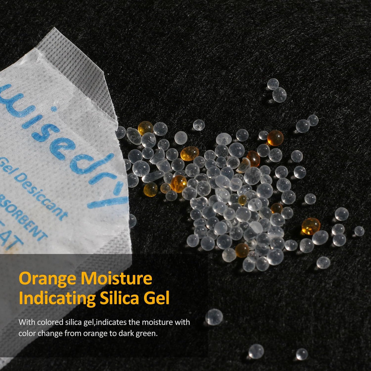 wisedry Silica Gel Sachets Bags 10 Gram x 30 Packs with Orange Beads Humidity Indicator Desiccant Packs Moisture Absorber for Air Dryer Moisture Removal, Food Grade