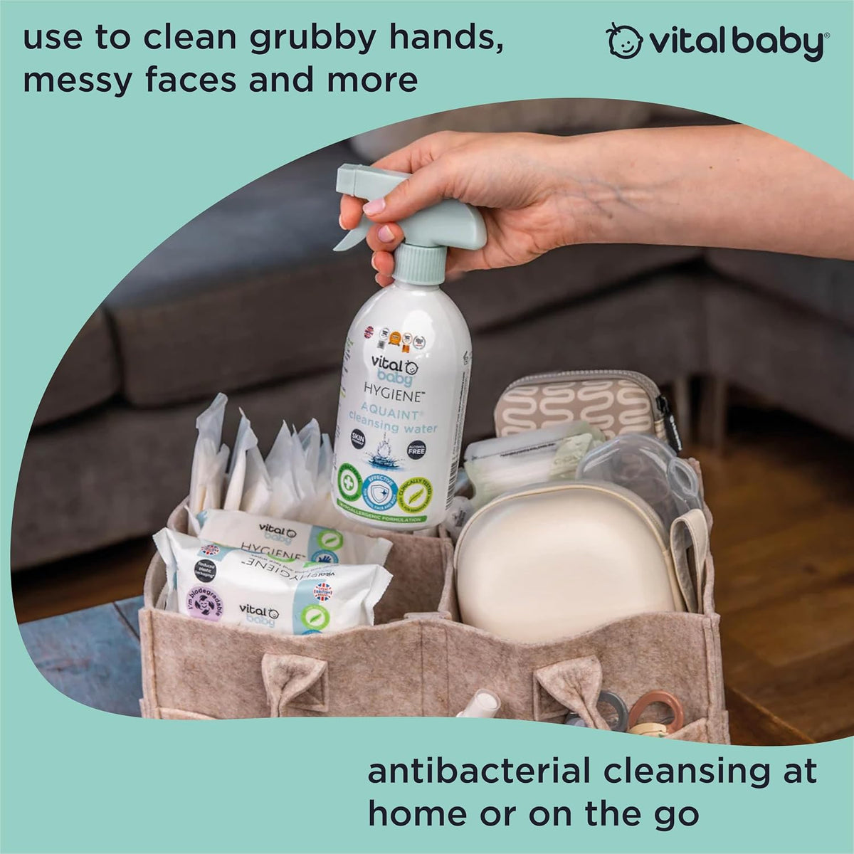 Vital Baby Aquaint Cleansing Water 1L | Hypoallergenic, Antibacterial
