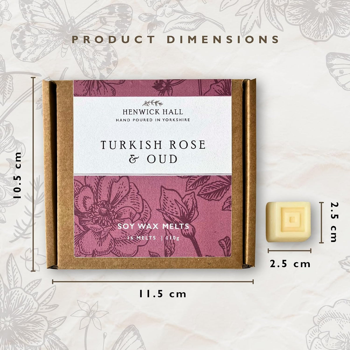 Turkish Rose and Oud Scented Wax Melts | 16 Pack | Soy Wax | Hand Poured | Vegan Friendly | Gift Box