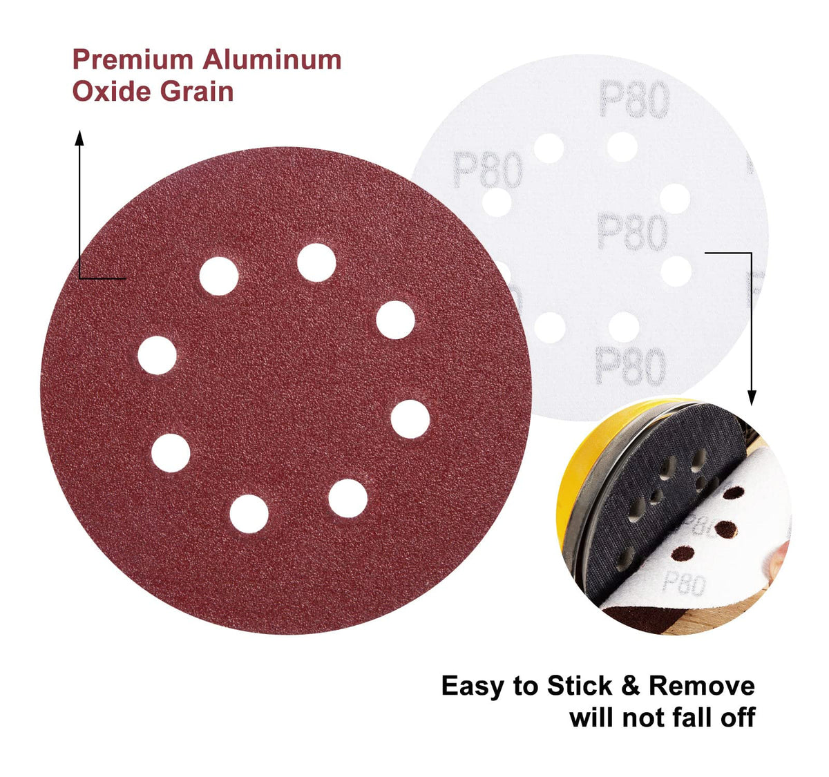SATC Sanding Discs 150 Grit 110PCS Orbital Sander Discs 125mm Hook and Loop Round Orbital Sander Pads for Sanding