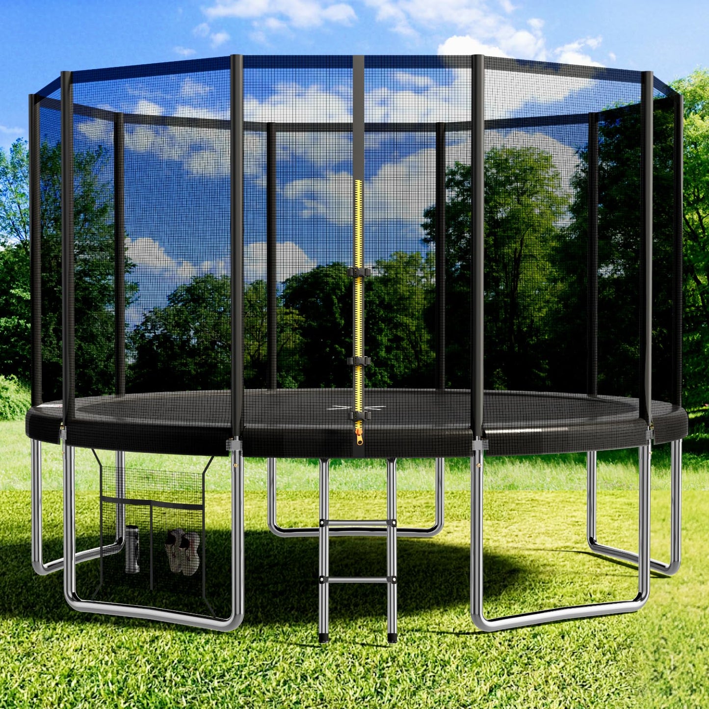 Devoko 7.5ft Rectangular Garden Trampoline with Safety Net — 42 Springs, Padded Edges