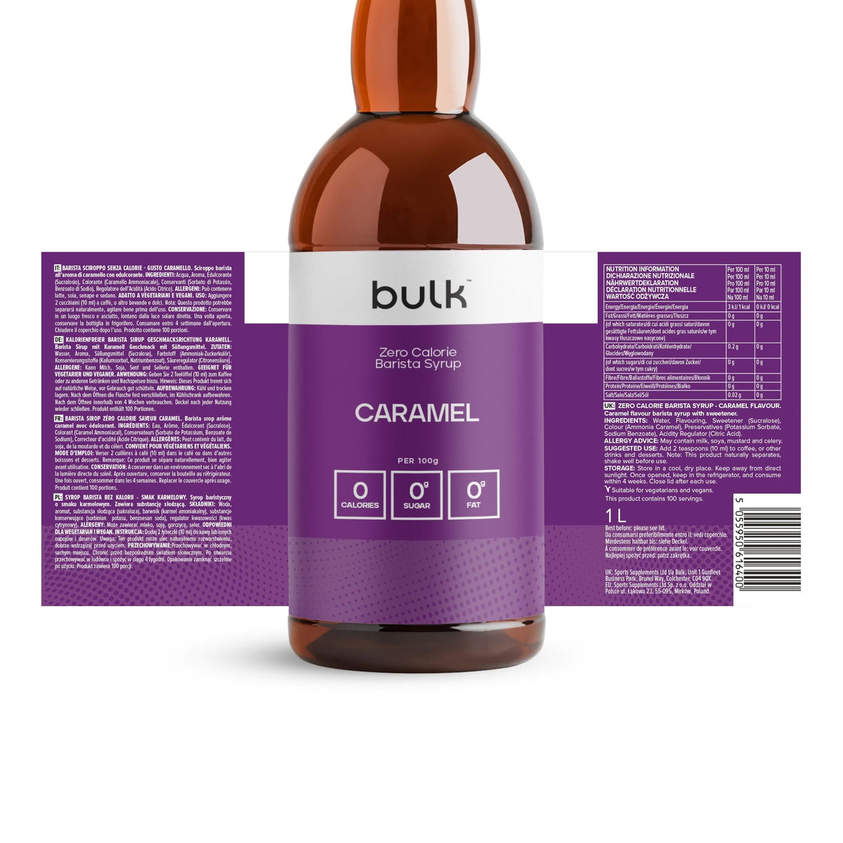 Bulk Zero Calorie Barista Syrup, Amaretto, Coffee, 1 Litre