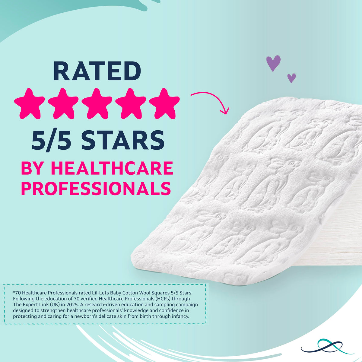 Lil-Lets Baby Cotton Wool Oval Pads, Certified Organic, 100% Pure Cotton Wool, Soft and Absorbent, Gentle on Baby's Delicate Skin, Dermatologically Tested, Ideal for Newborns, Pack of 50 Oval Pads