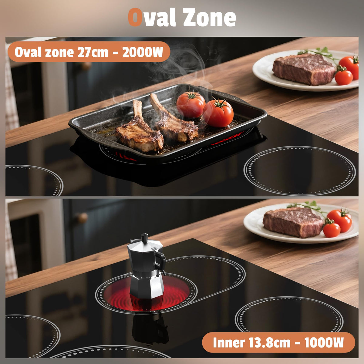 White Induction Hob 4 Ring Plug in, 2800W Electric Hob 13amp