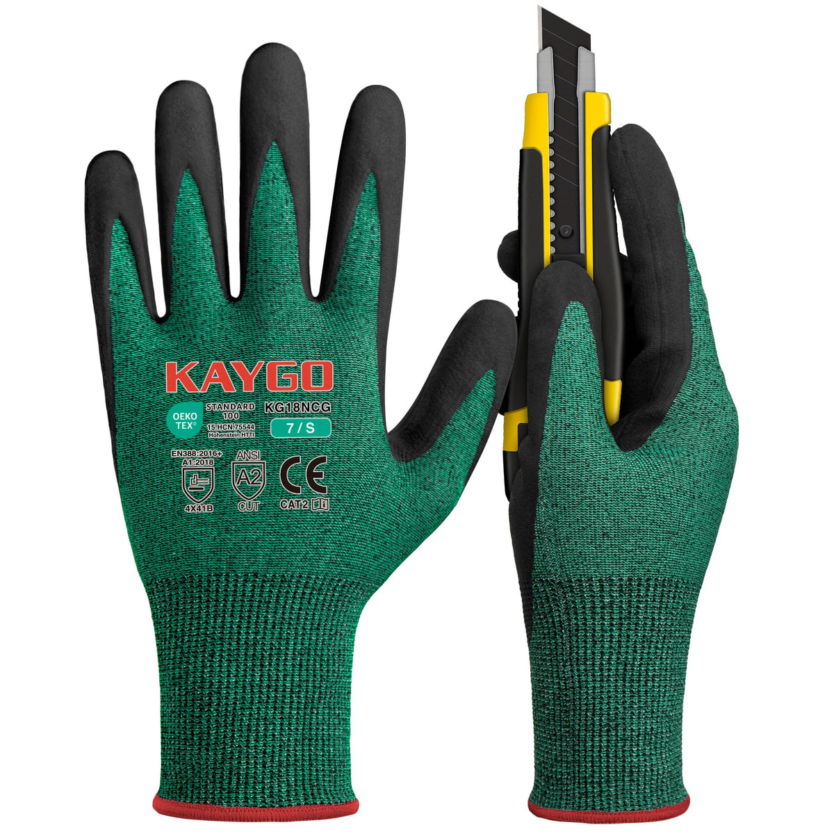 KAYGO Safety Work Gloves MicroFoam Nitrile Coated 12 Pairs, KG18NB