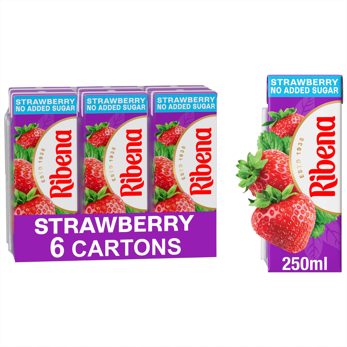 Ribena Blackcurrant Juice Drink Cartons - Multipack 6x250ml; Real Fruit; Rich In Vitamin C; No Artificial Colours or flavours ; Perfect For On The Go