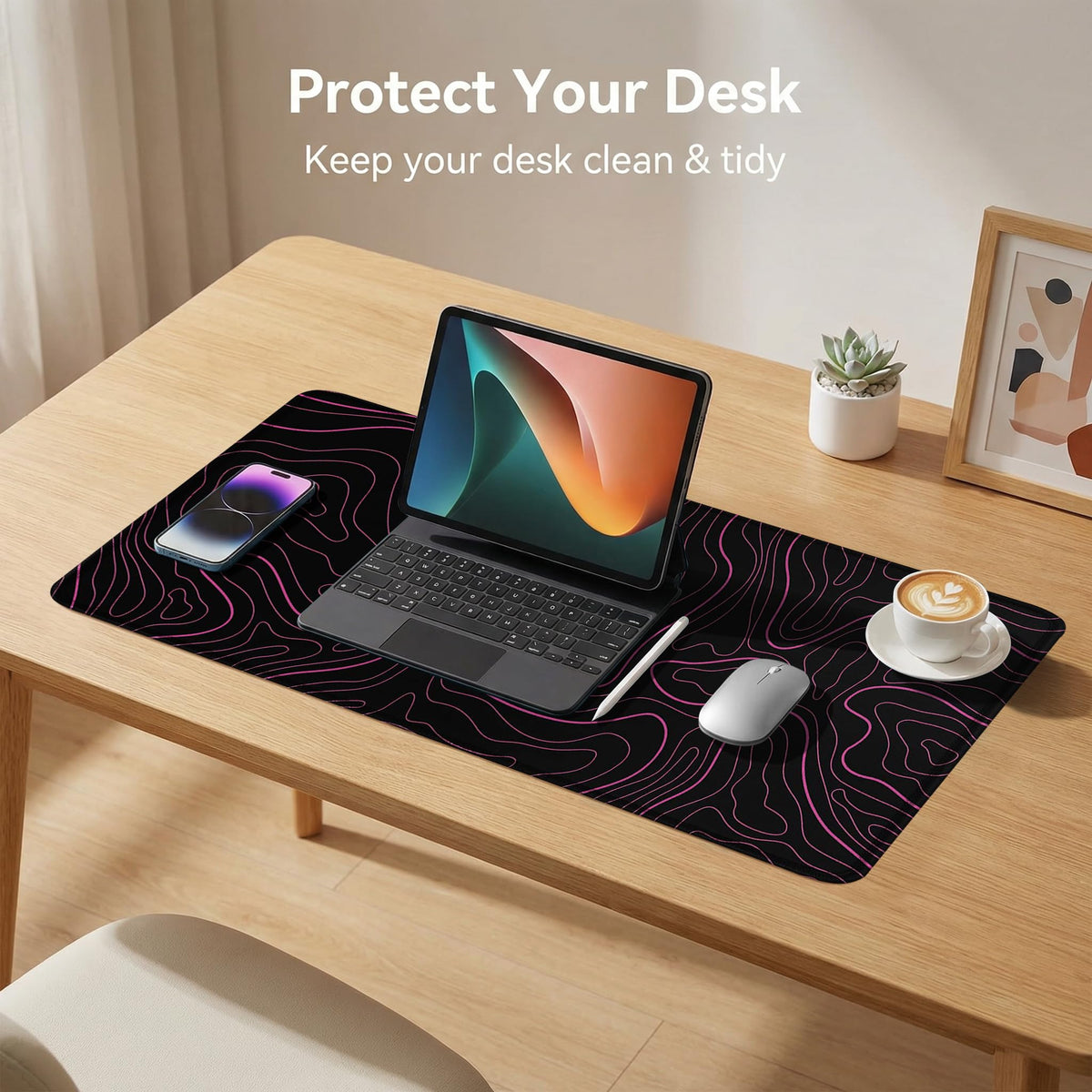 Rcege Large Gaming Mouse Pad Extended Desk Mat with Non Slip Stitched Edge
