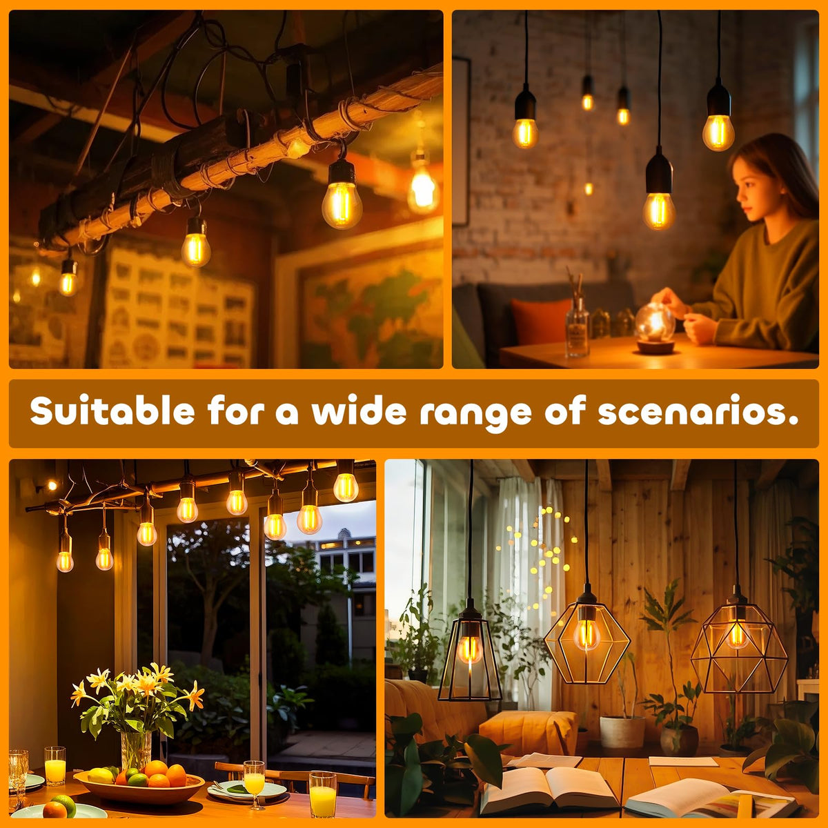 Caldarax Vintage Light Bulb E27 Edison Screw Bulb, 2W LED Filament Equivalent 20 Watt, Antique Style Retro Amber Glass 2200K Warm White, 200LM, AC 220V, Non-dimmable, Golf Ball G45 Bulb, 2 Packs