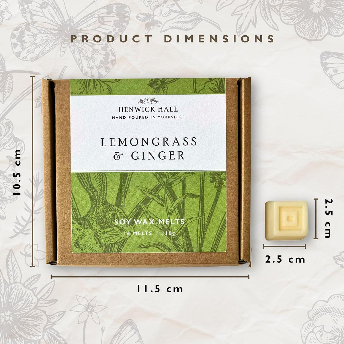 Lemongrass and Ginger scented soy wax melt gift box- 16 fragranced wax melts, hand poured and vegan friendly