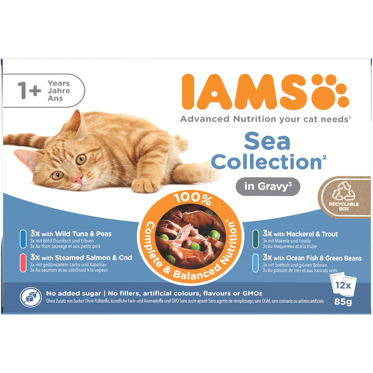 IAMS Adult Wet Cat Food Land & Sea in Jelly 72 x 85g