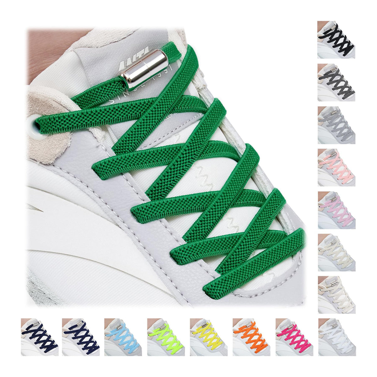 Handshop 2 Pairs Elastic Laces, No Tie Shoelaces for Trainers