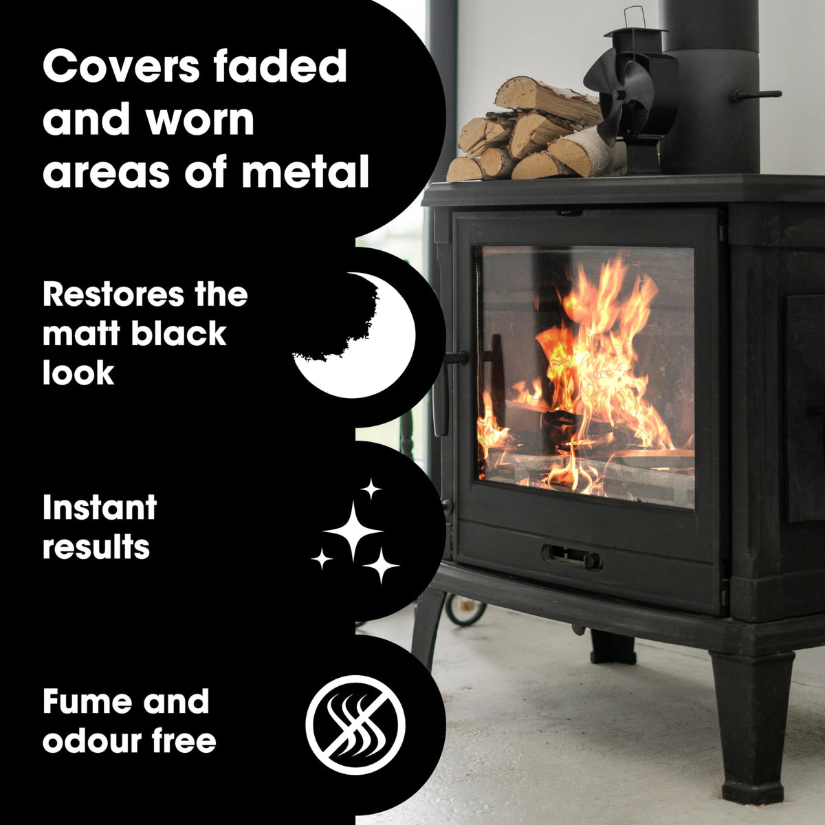 Furniture Clinic Stove Care Kit – Clean and Restore Log Burners, Grates, & Fireplaces – Removes Soot and Dirt – Stove Glass & Metal Cleaner and Stove Polish
