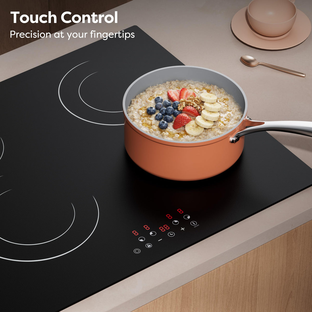 CDV 60cm Ceramic Hob 4 Zones 6400W Dual Ring Built-in Hardwired CDVER64B