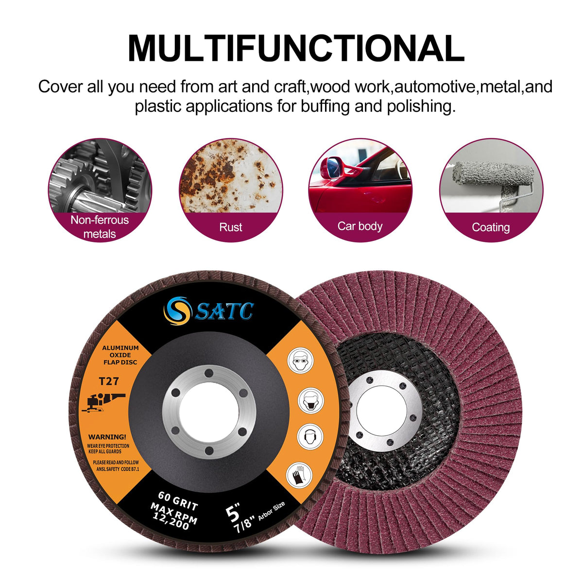 SATC Flap Discs 115mm 10 Pack Grinding Discs 120 Grit for Angle Grinder to Sanding Grinding Metal Wood