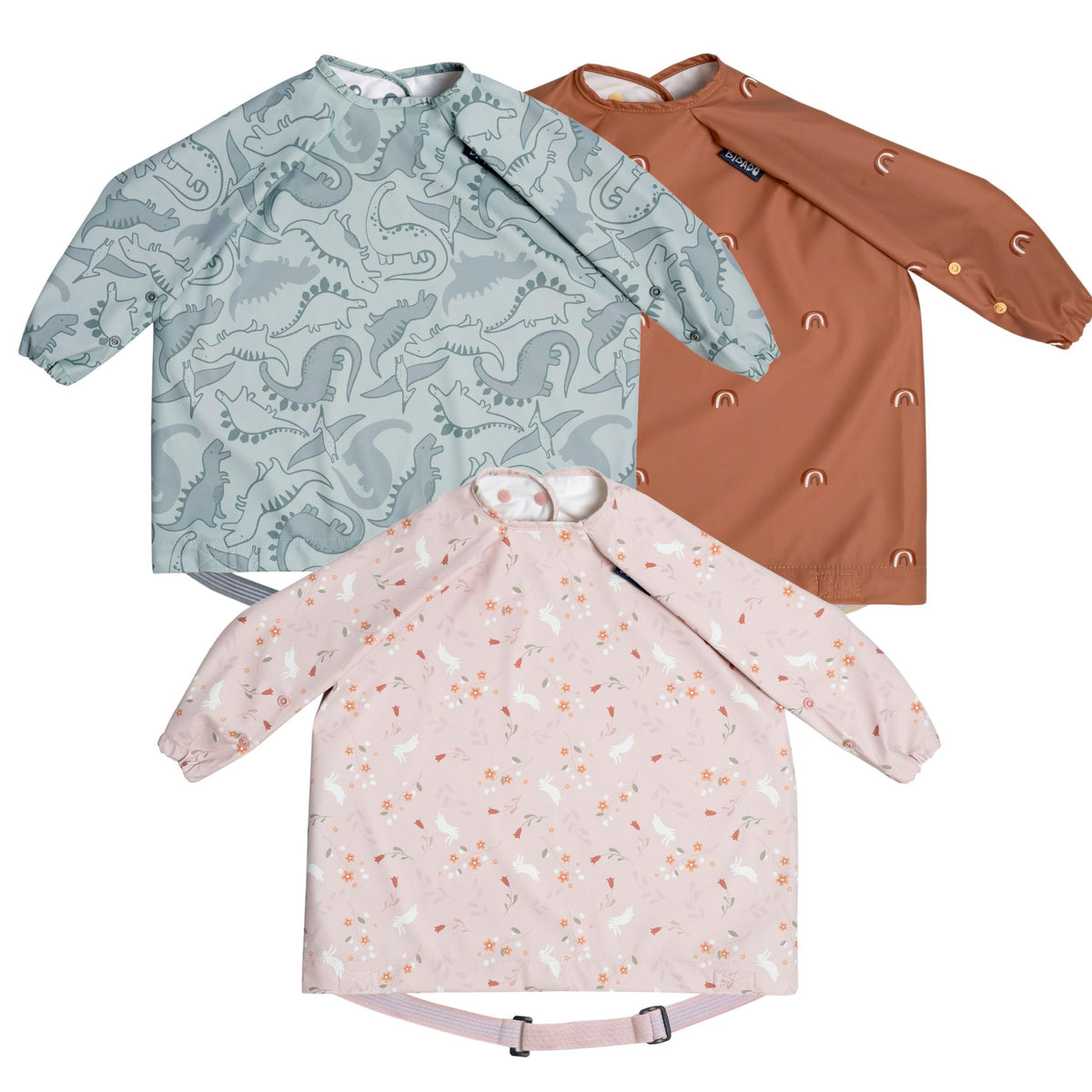 BIBaDO Long Sleeve Baby Bibs - Coverall Weaning Bib with Highchair Strap
