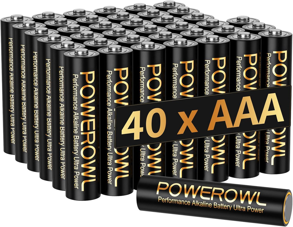 POWEROWL AAA Batteries 40 Pack - Alkaline 1.5v - High-Capacity Long Lasting Triple A Battery, 10-Year Shelf Life